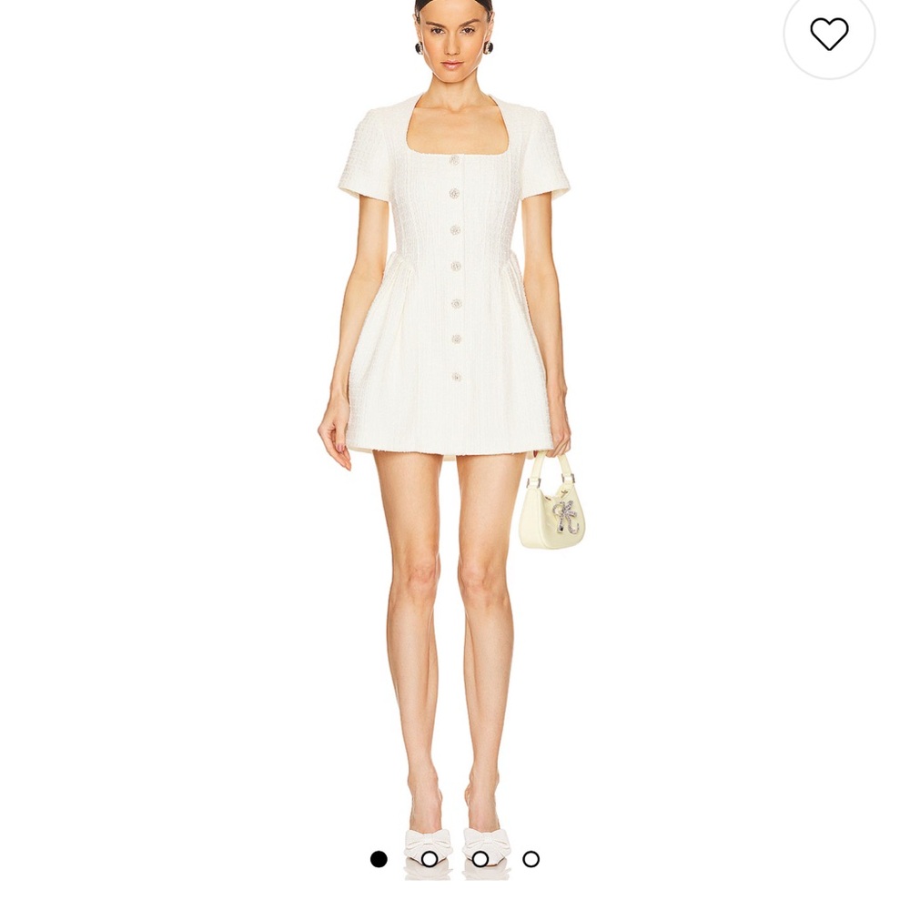 Boucle Short Sleeve Mini Dress in Cream from Self Portrait